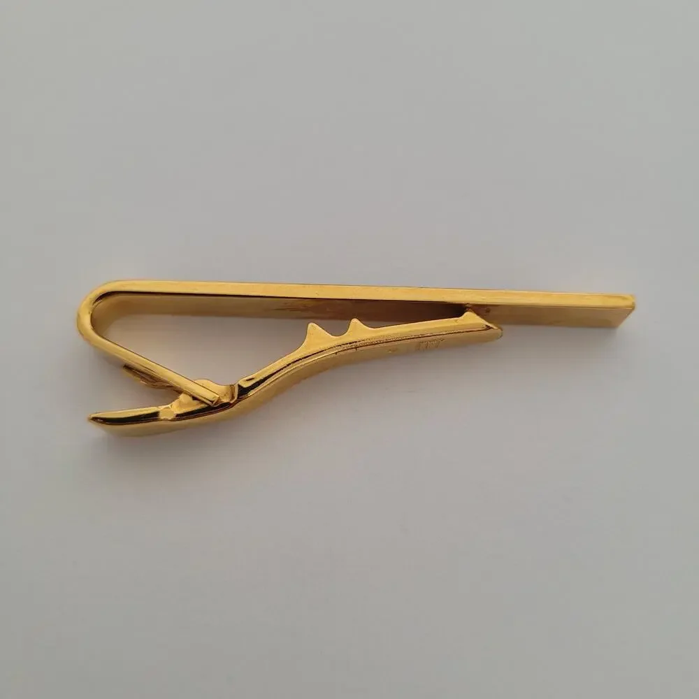 Dunhill Vintage Round Cufflinks Tie Clasp Clip Bar Set Black Onyx Gold Logo Box
